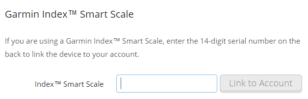 Cant to account" (serial number - Index Smart Scale - & Wellness Garmin Forums