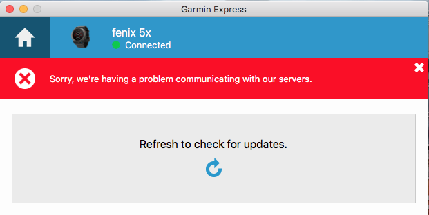 Cannot communicate with servers - Garmin Express Mac - Mac/Windows Software  - Garmin Forums