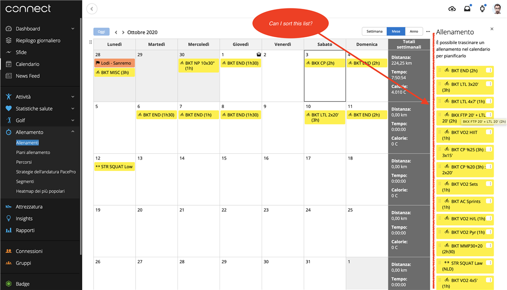 Sort workouts in calendar view - Garmin Connect Web - Mobile Apps & - Garmin Forums