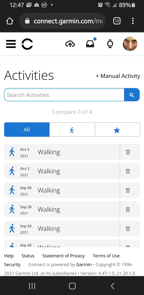 Garmin connect hot sale vivofit android