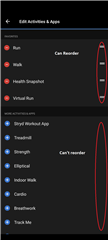 screenshot of app settings