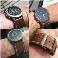 For Garmin Fenix 6 Pro 6 Sapphire Metal Leather Bracelet Watch