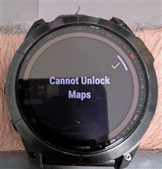 Image of watch showing error - Cannot Unlock Maps