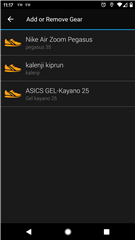 Garmin connect Add gear popup