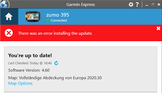 Garmin Express: Install map on computer leads to error: There was an error installing update. - Garmin Express Windows - Mac/Windows - Forums