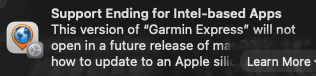 Support ending for Intel based apps