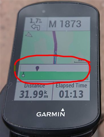 Route navigation view partially covered by green bar - Edge 530