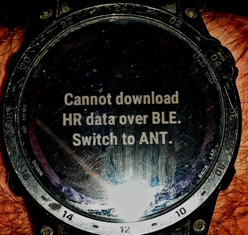 Cannot download HR data over BLE. Switch to ANT.