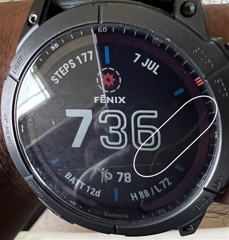 Fenix 7x Scratches on Sapphire Power Glass f nix 7 Series