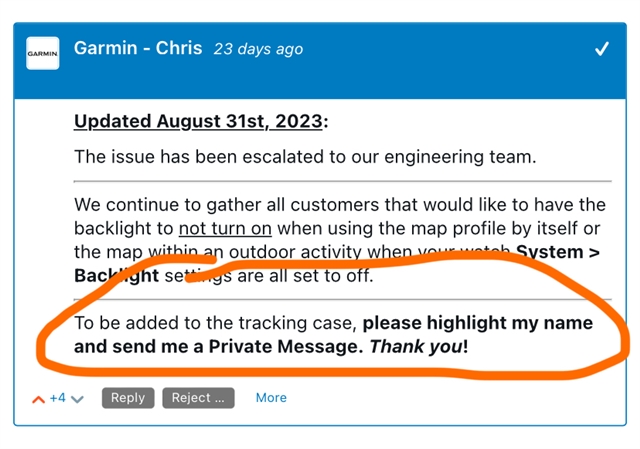 Garmin Backlight Tactix 7 backlight is disabled and still comes on - Backlight BUG since ...