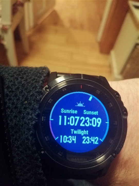 Garmin fenix 5 2025 sunrise sunset times