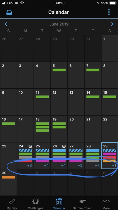 Calendar month view Garmin Connect Mobile iOS Mobile Apps Web
