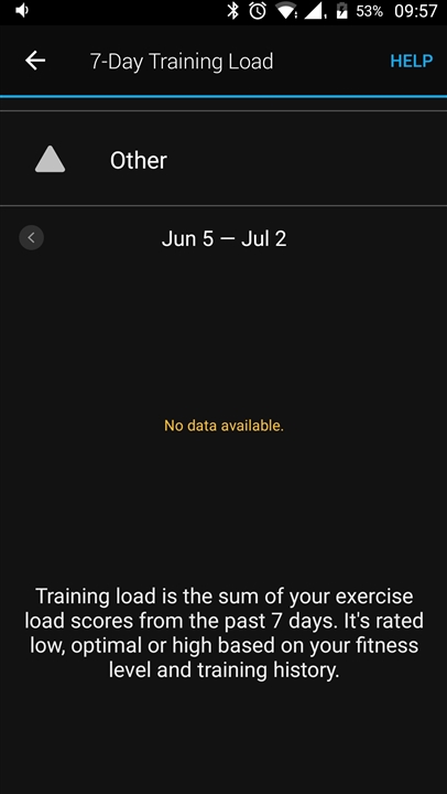 7 day Training load won't show up in garmin connect app ...